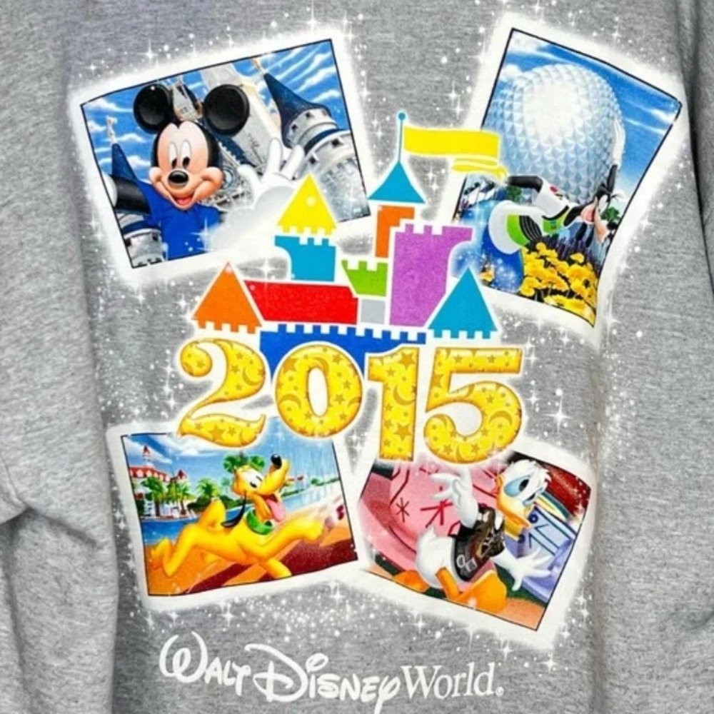 2015 Walt Disney World Zip Up Hoodie Mickey Mouse & Friends Gray XL